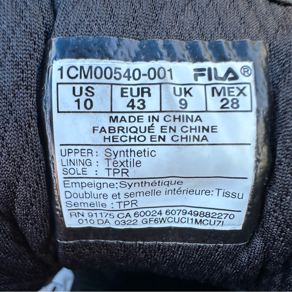 NWOT Fila Men’s A High Black Casual Shoes Sneakers Size 10 - Picture 6 of 6
